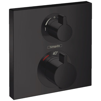 Hansgrohe Ecostat Square Baterie dus cu termostat pentru montaj incastrat, 2 iesiri, negru mat