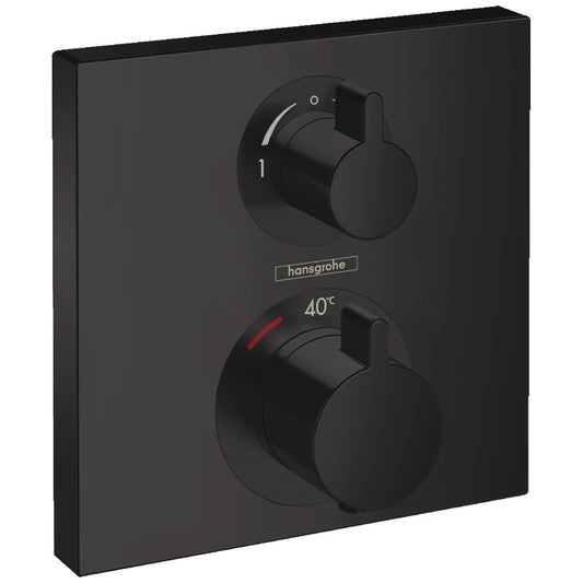 Hansgrohe Ecostat Square Baterie dus cu termostat pentru montaj incastrat, 2 iesiri, negru mat