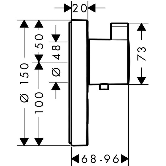 Hansgrohe ShowerSelect S Baterie dus cu termostat pentru montaj incastrat, debit mare, crom
