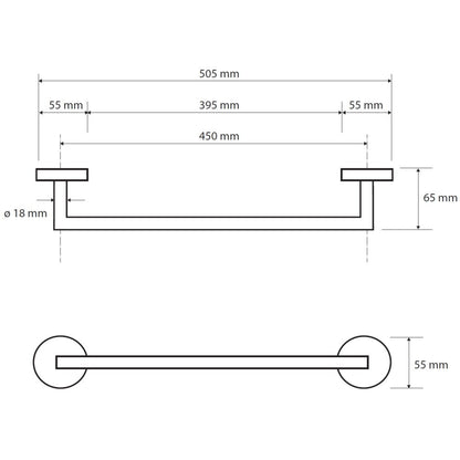 Bemeta Hematit Suport prosop baie tip bara 51 cm, negru