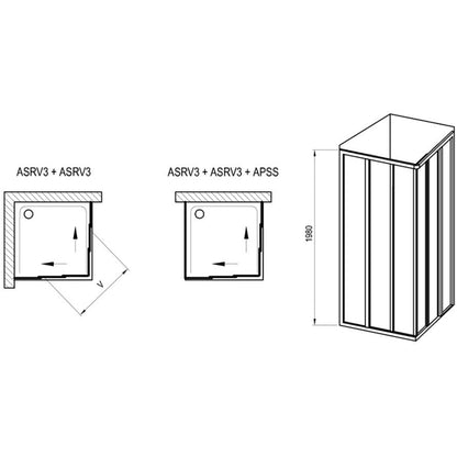 Cabina dus patrata cu usi glisante Ravak Supernova ASRV3+ASRV3 80x80 cm, profil crom