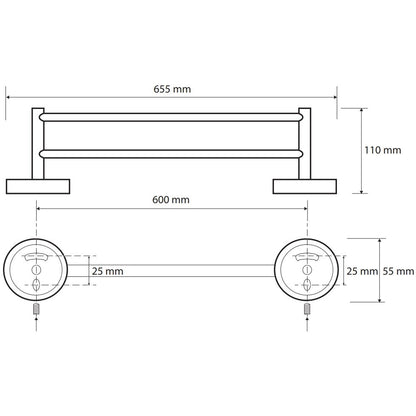 Bemeta Sablo Suport prosop baie tip bara dubla 60 cm, auriu mat