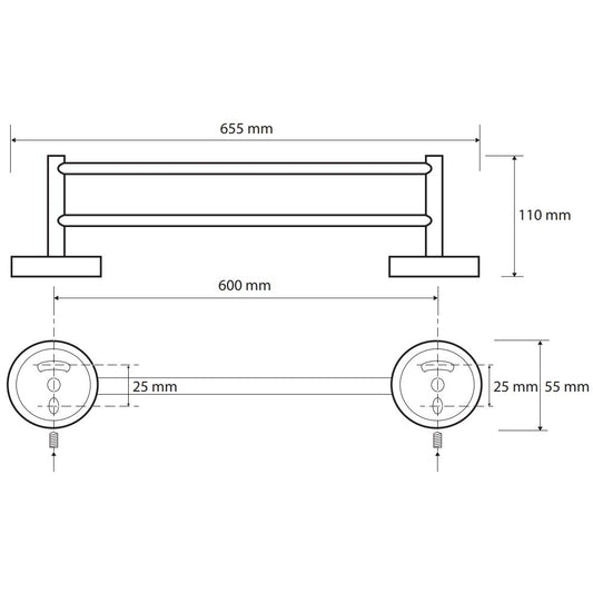 Bemeta Brilo Suport prosop baie tip bara dubla 60 cm, auriu