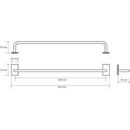 Bemeta Easy Suport prosop baie tip bara 65 cm, inox lucios