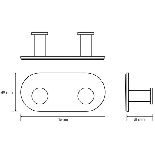 Bemeta Easy Cuier baie dublu rotunjit, negru