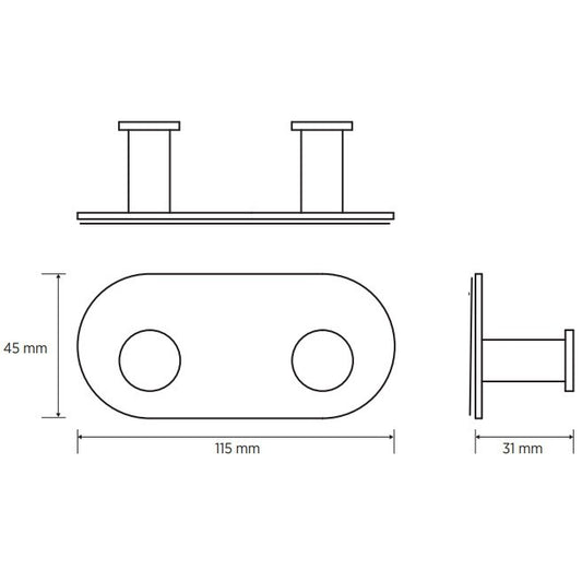 Bemeta Easy Cuier baie dublu rotunjit, inox mat