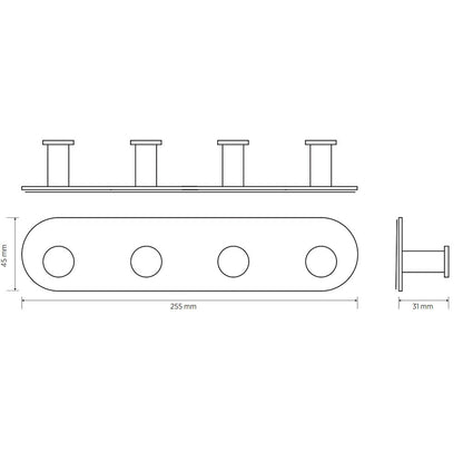Bemeta Easy Cuier baie rotunjit cu 4 brate, inox lucios