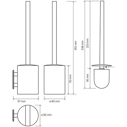 Bemeta Easy Perie WC cu suport H36 cm, inox lucios