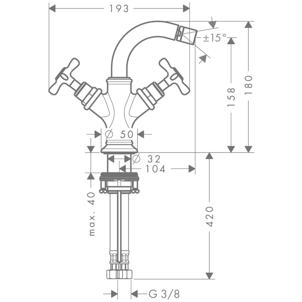 Hansgrohe Axor Montreux Baterie bideu dubla comanda