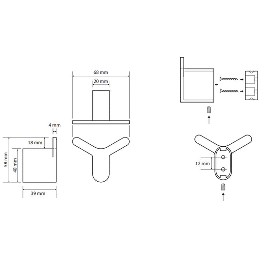 Bemeta Organic Cuier baie dublu 4 cm, negru
