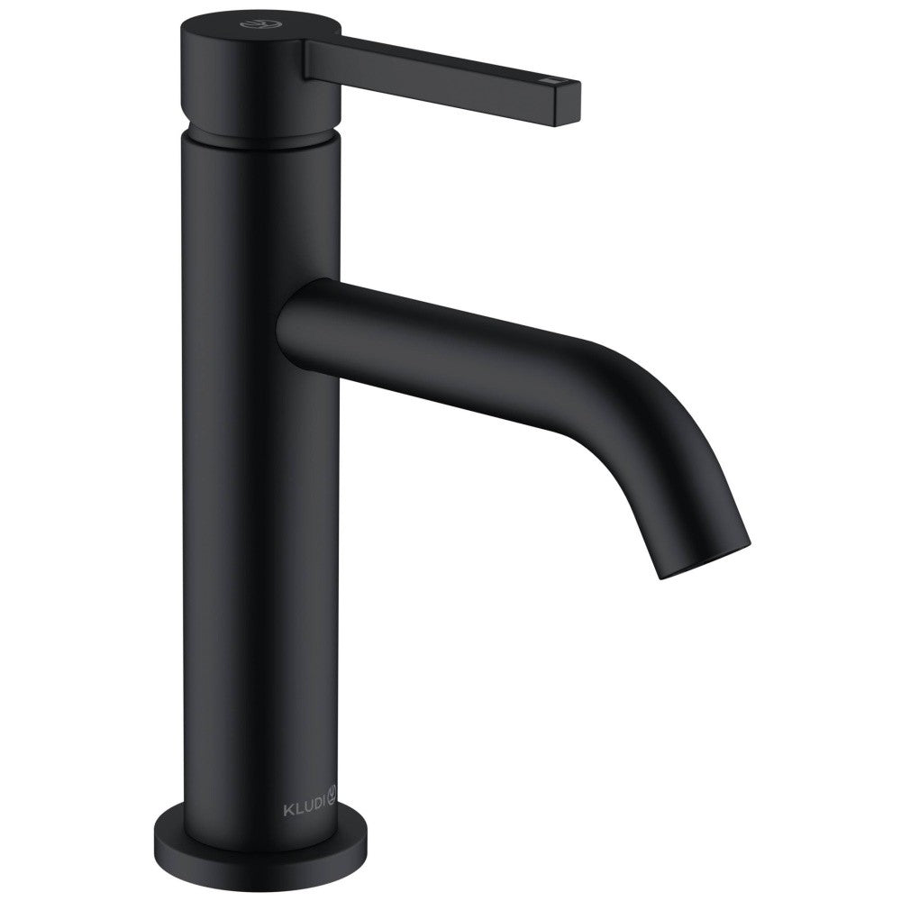 Baterie lavoar neagra mat Kludi Nova Fonte Pura, fara ventil, H20 cm
