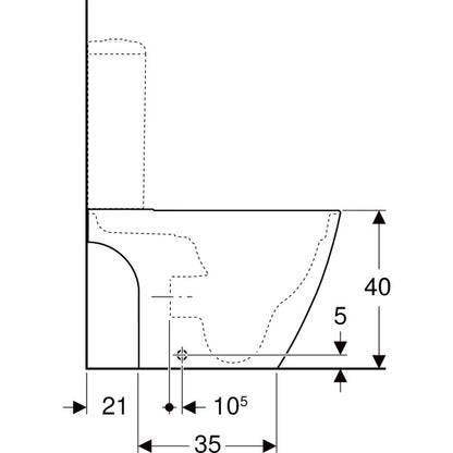 Vas WC pe pardoseala Geberit iCon Square Rimfree 36x64 cm evacuare orizontala