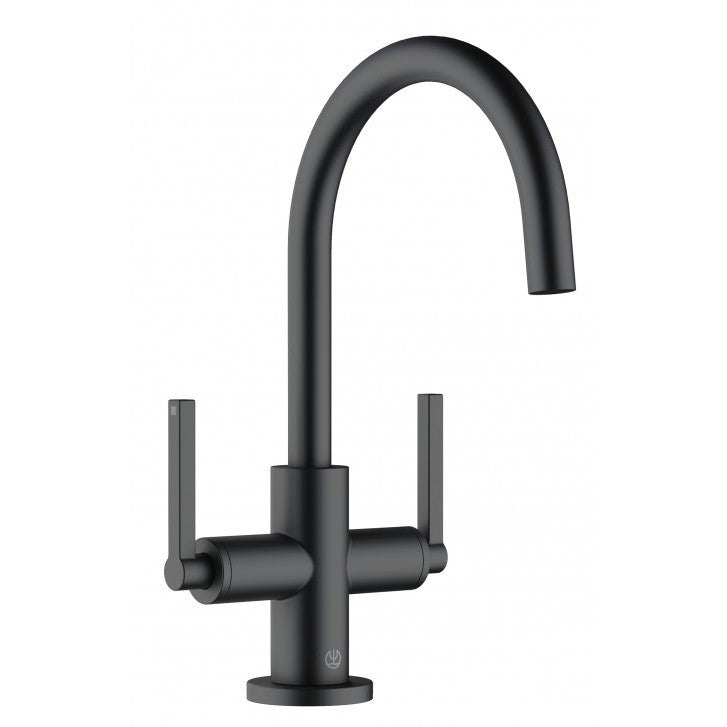 Baterie lavoar neagra mat Kludi Nova Fonte Puristic, dubla comanda, ventil metalic