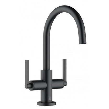 Baterie lavoar neagra mat Kludi Nova Fonte Puristic, dubla comanda, ventil metalic