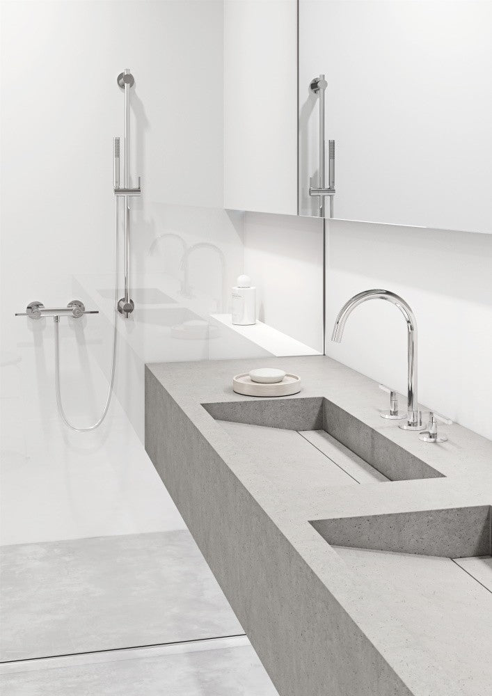 Baterie lavoar Kludi Nova Fonte Puristic, dubla comanda, cu 3 gauri, ventil metalic