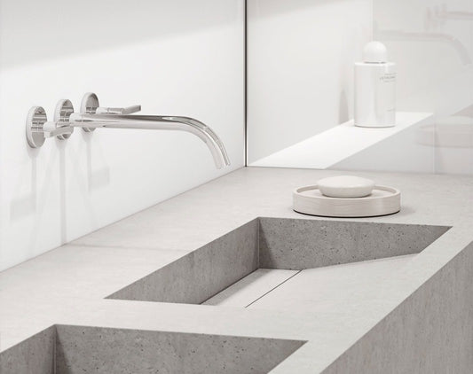 Baterie lavoar incastrata Kludi Nova Fonte Puristic, dubla comanda, pipa 24 cm, set complet