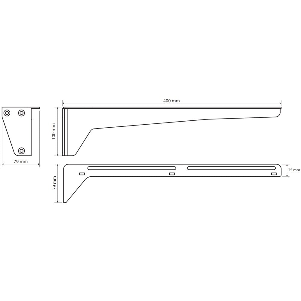 Bemeta Consola pentru blat lavoar 40xH10 cm, sustinere 50 kg, alb