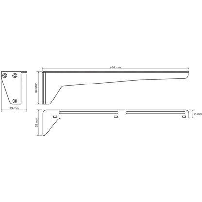 Bemeta Consola pentru blat lavoar 45xH10 cm, sustinere 50 kg, alb