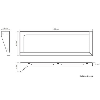 Bemeta Consola portprosop pentru blat lavoar 49xH15 cm, alb