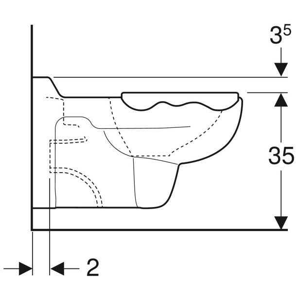 Vas WC pentru copii, suspendat Geberit Bambini 33x54 cm evacuare orizontala, alb/rosu