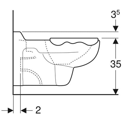 Vas WC pentru copii, suspendat Geberit Bambini 33x54 cm evacuare orizontala, alb/gri