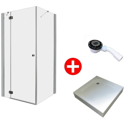 Set promo Cabina dus patrata cu usa batanta Radaway Torrenta KDJ 90x90 cm, cadita si sifon