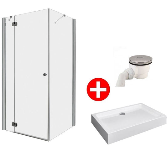 Set promo Cabina dus dreptunghiulara cu usa batanta Radaway Torrenta KDJ 120x90 cm, cadita si sifon