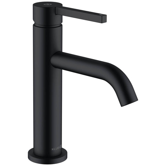 Baterie lavoar neagra mat Kludi Nova Fonte Pura, cu ventil click-clack, H20 cm