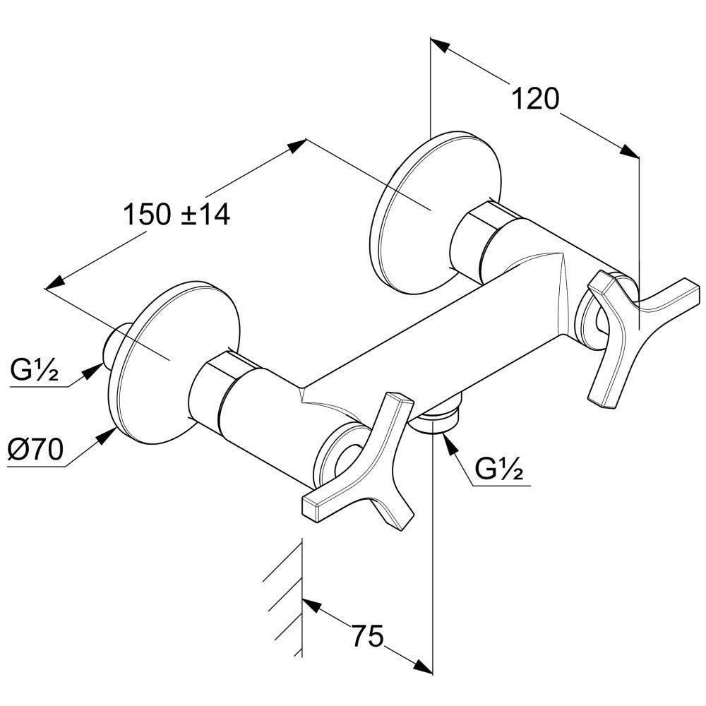 Kludi Nova Fonte Deco Baterie dus dubla comanda, crom