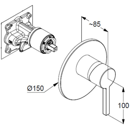Kludi Nova Fonte Baterie dus monocomanda, alb mat