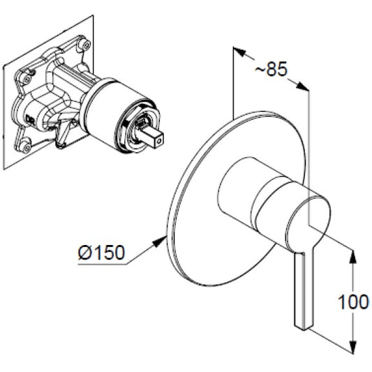 Kludi Nova Fonte Baterie dus monocomanda, alb mat