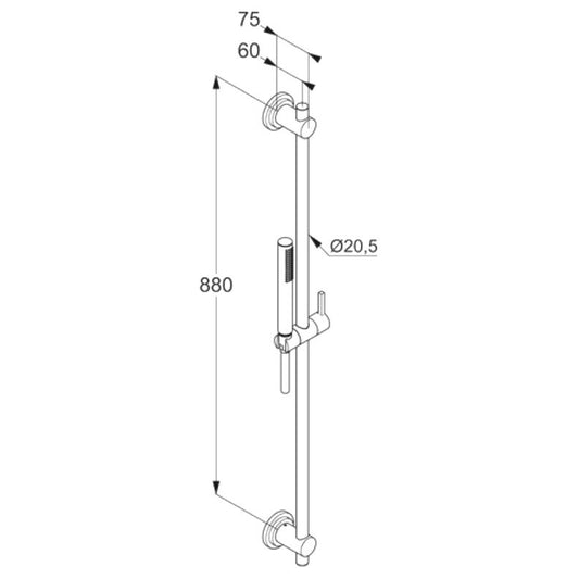 Kludi Nova Fonte Classic 1S Set dus cu bara 90 cm, crom