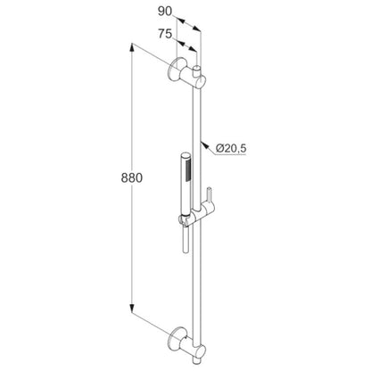 Kludi Nova Fonte Deco 1S Set dus cu bara 90 cm, crom