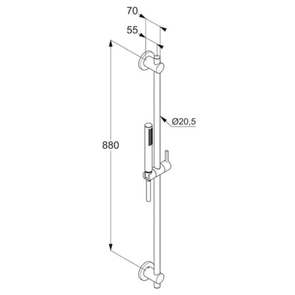Kludi Nova Fonte Puristic 1S Set dus cu bara 90 cm, crom
