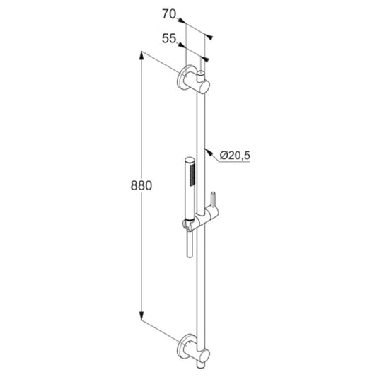 Kludi Nova Fonte Puristic 1S Set dus cu bara 90 cm, crom