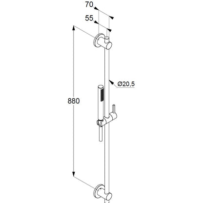 Kludi Nova Fonte Puristic 1S Set dus cu bara 90 cm, aulb mat