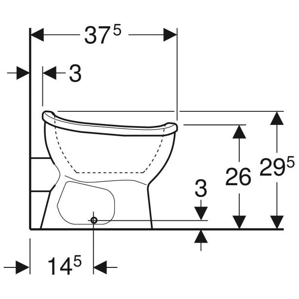 Vas WC pentru copii, pe pardoseala Geberit Bambini 28x38 cm evacuare orizontala, alb