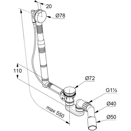 Kludi Rotexa Sifon cada cu preaplin Ø50 mm