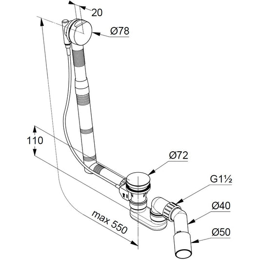 Kludi Rotexa Sifon cada cu preaplin Ø50 mm