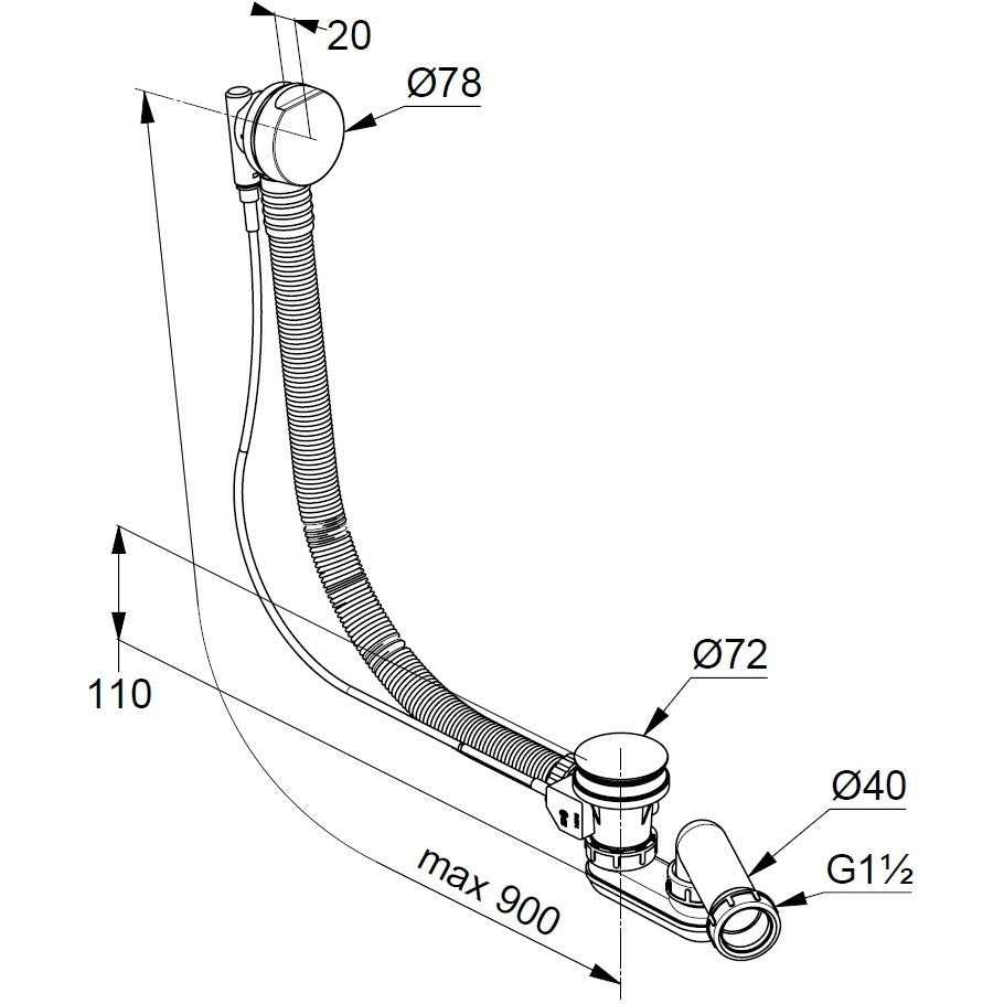 Kludi Rotexa Sifon cada cu preaplin Ø40 mm