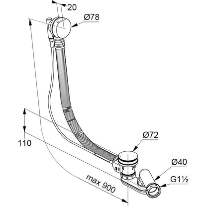 Kludi Rotexa Sifon cada cu preaplin Ø40 mm
