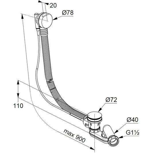 Kludi Rotexa Sifon cada cu preaplin Ø40 mm