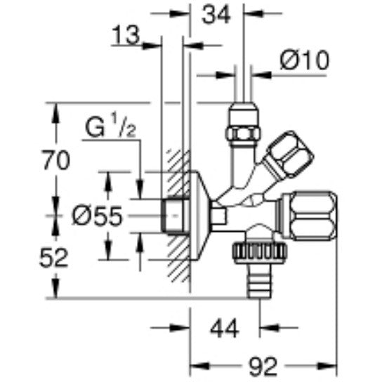 Grohe Robinet coltar 1/2' x 3/8' x 3/4', crom