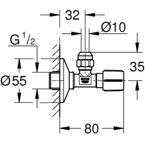 Grohe Robinet coltar 1/2' x 3/8', crom