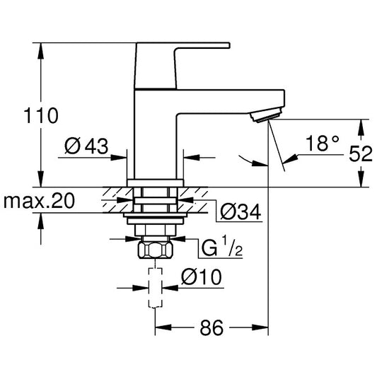 Robinet chiuveta baie Grohe Eurocube, marime XS