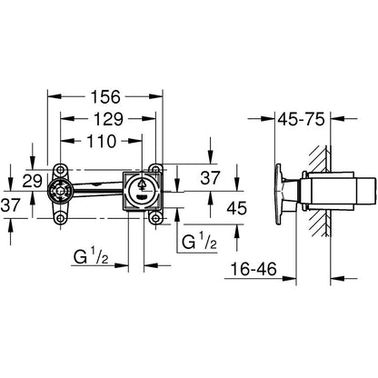 Grohe Corp incastrat pentru baterie lavoar monocomanda, cartus 35 mm, tip 2