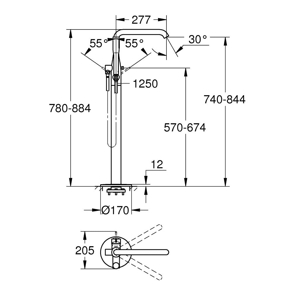 Grohe Essence Baterie cada freestanding