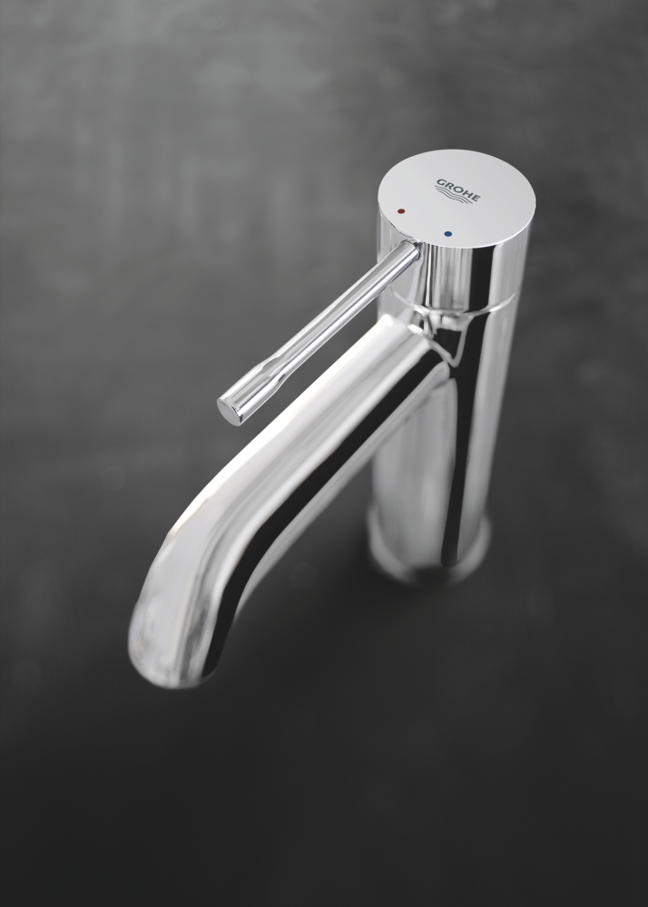 Baterie lavoar Grohe Essence, cu ventil pop-up, marime S, pipa curbata