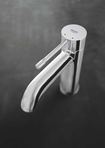 Baterie lavoar Grohe Essence, cu ventil pop-up, marime S, pipa curbata