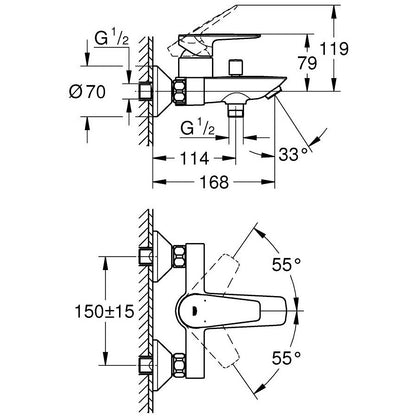 Grohe BauEdge Baterie cada dus monocomanda